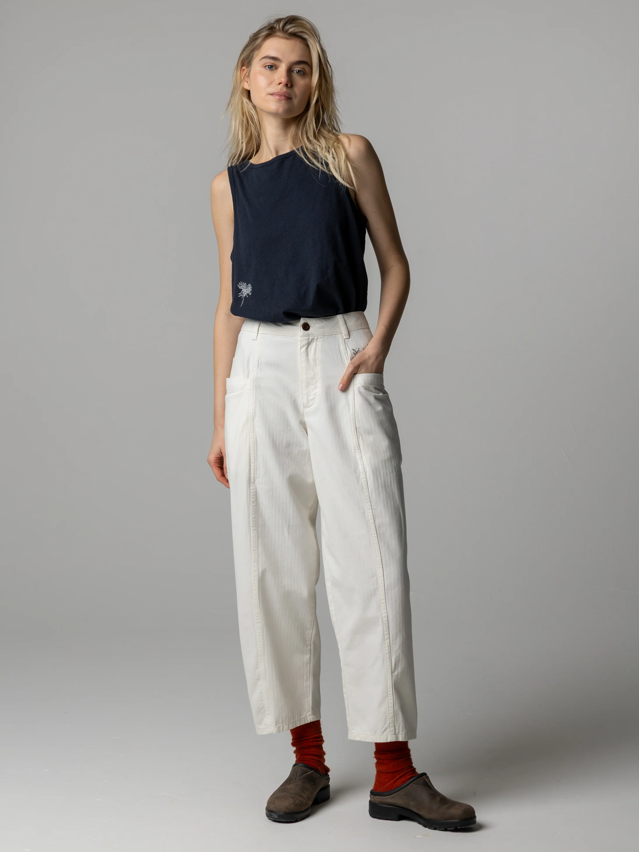 Women's Floral Marine Croft Workwear Barrel Trouser - Image 4